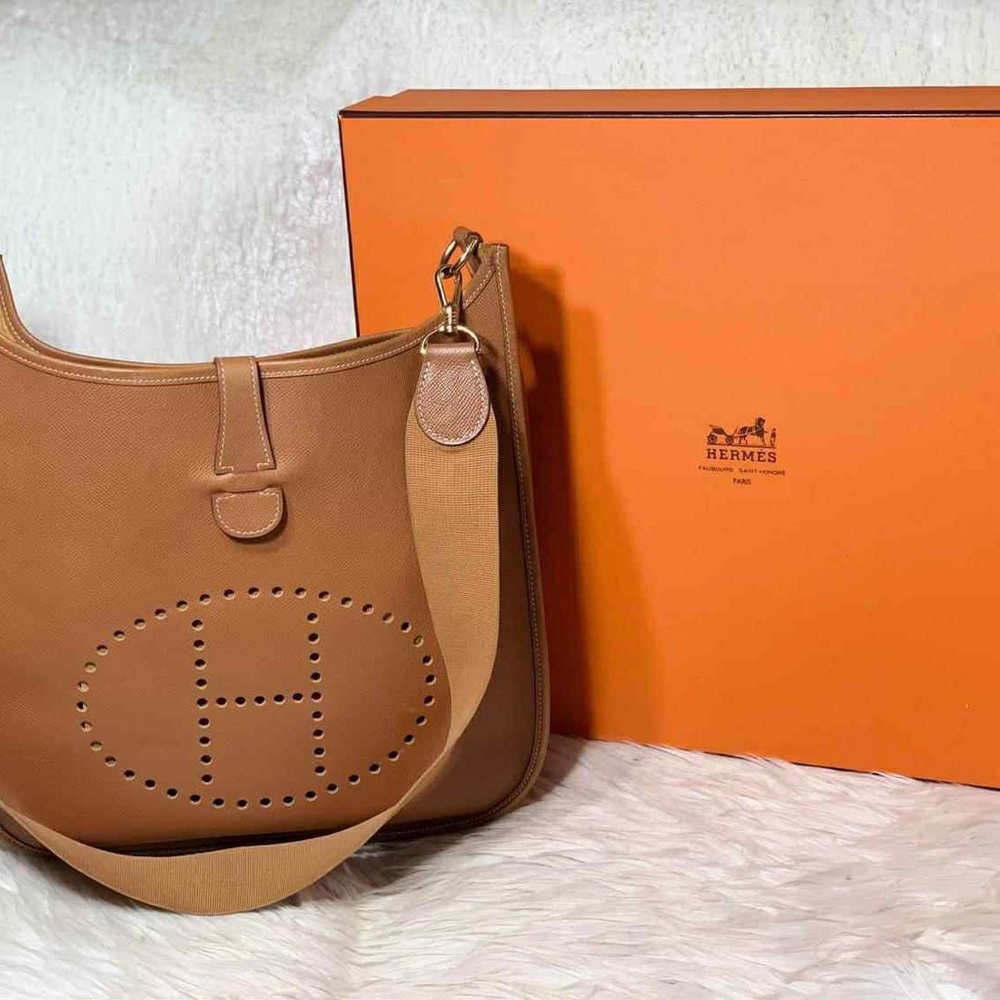 Hermes Tan Clemence Evelyne Shoulder Bag (Sold on IG)
